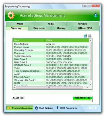 acer bio protection software